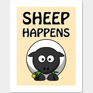 Sheep happens - cute and funny pun Posters and Art